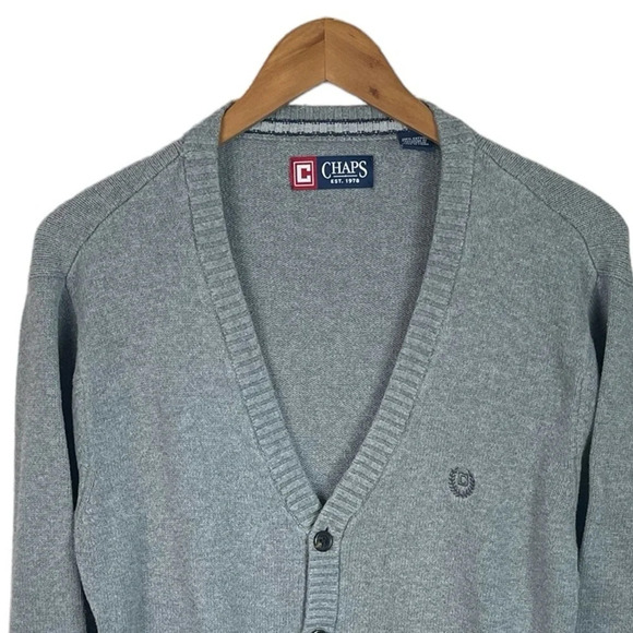 B4 Mens Chaps Ralph Lauren Preppy Thick Knit Cardigan Sweater L - Picture 3 of 5